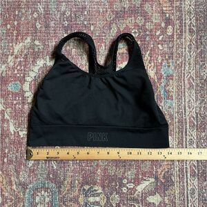 PINK Sport Victoria's Secret Black Racerback with fishnet type straps Sports Bra